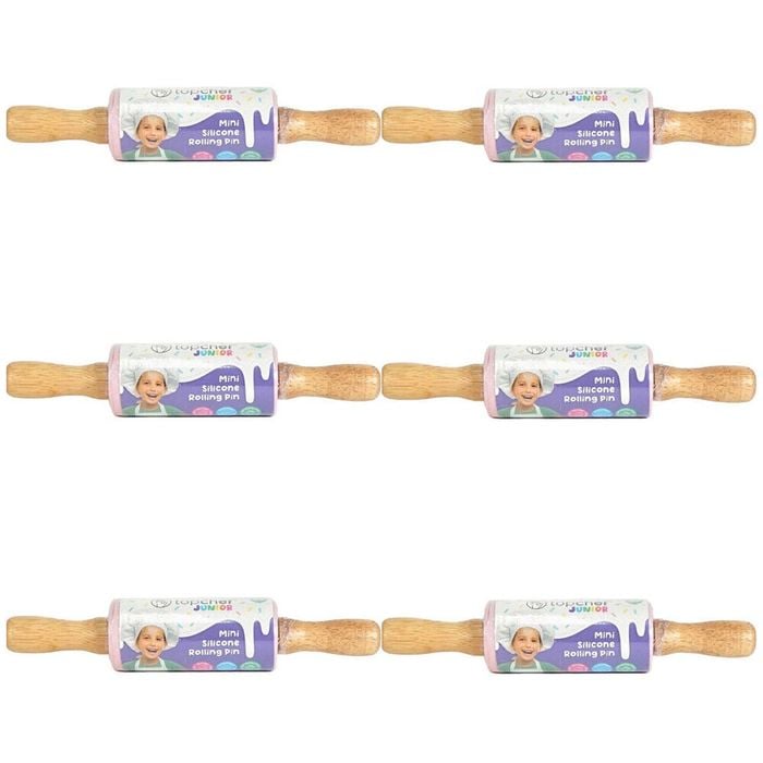 6PK Topchef Silicone/Bamboo Mini Rolling Pin Kids Baking Utensil Set Assorted