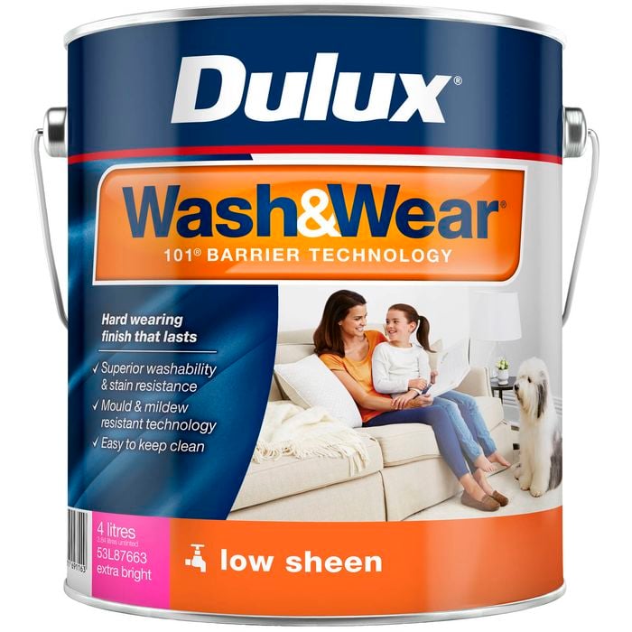 Dulux Wash&Wear Extra Bright Low Sheen Interior Paint - 4L