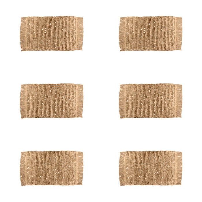 6PK LVD Placemat Fringe Natural Rec Decorative Home Kitchen Decor 45x30cm