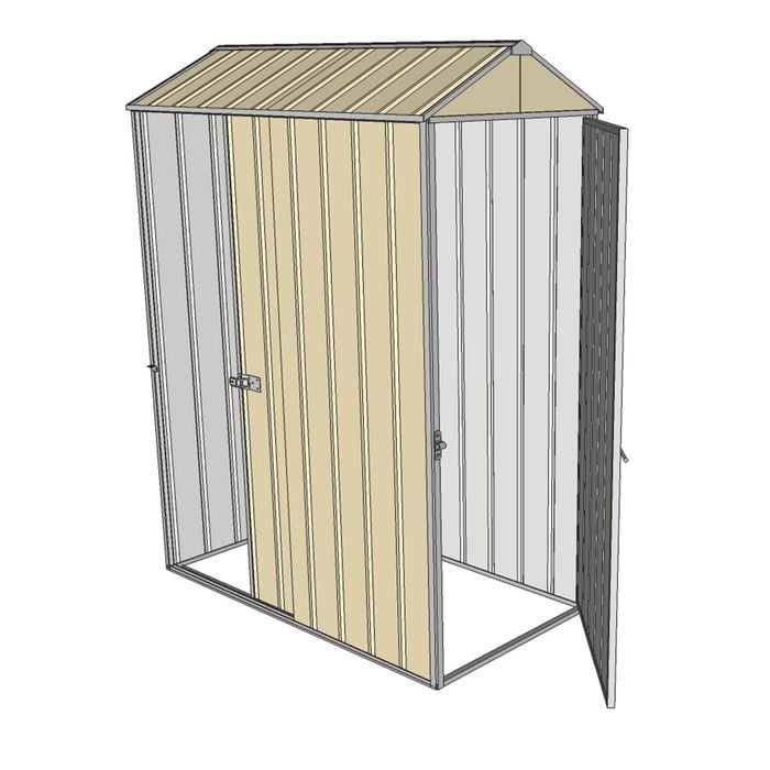 Build-a-Shed 0.8 x 1.5 x 2.1m Gable Singled Hinged Door Shed with Single Sliding Side Door - Cream