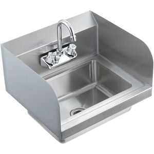 VEVOR 43x33cm Commercial Hand Sink Silver with Faucet and Side Splash for Restaurant