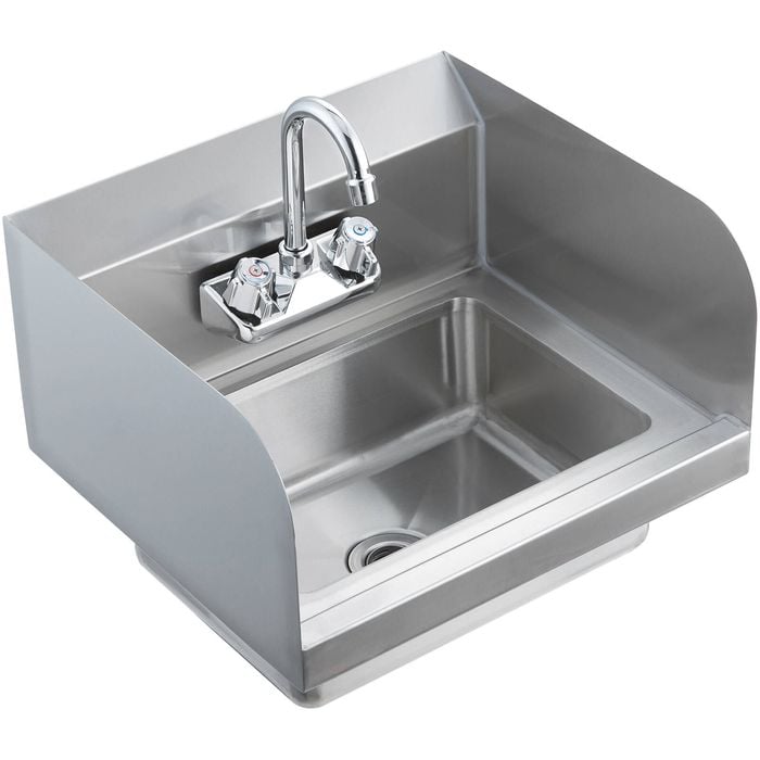 VEVOR 43x33cm Commercial Hand Sink Silver with Faucet and Side Splash for Restaurant