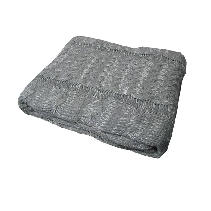 Bloomington Cable Grey Knitted Throw Rug