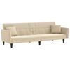 vidaXL Sofa Bed Guest Sleeper Sofa Couch Bed with Cup Holders Cream Fabric