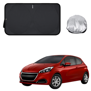 Front Windscreen Sun Shade for Peugeot 208 2012 - 2018 (A9) - Standard 150 x 85 cm - Black