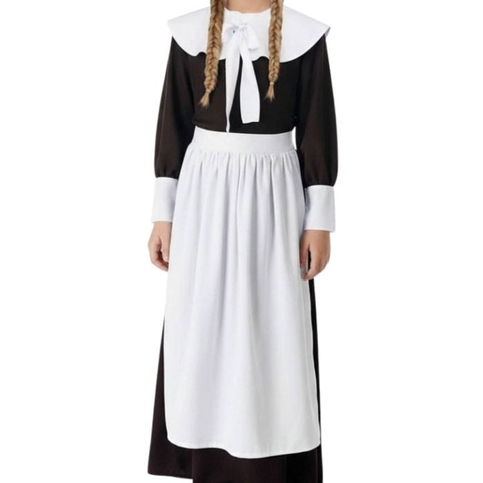Thanksgiving Pilgrim Girls Historical Costume Dress - Medium
