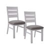 Plumeria Dining Chair Set of 2 Solid Acacia Wood Dining Furniture - White Brush