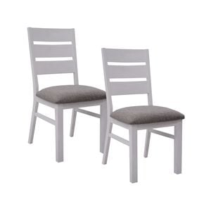 Plumeria Dining Chair Set of 2 Solid Acacia Wood Dining Furniture - White Brush