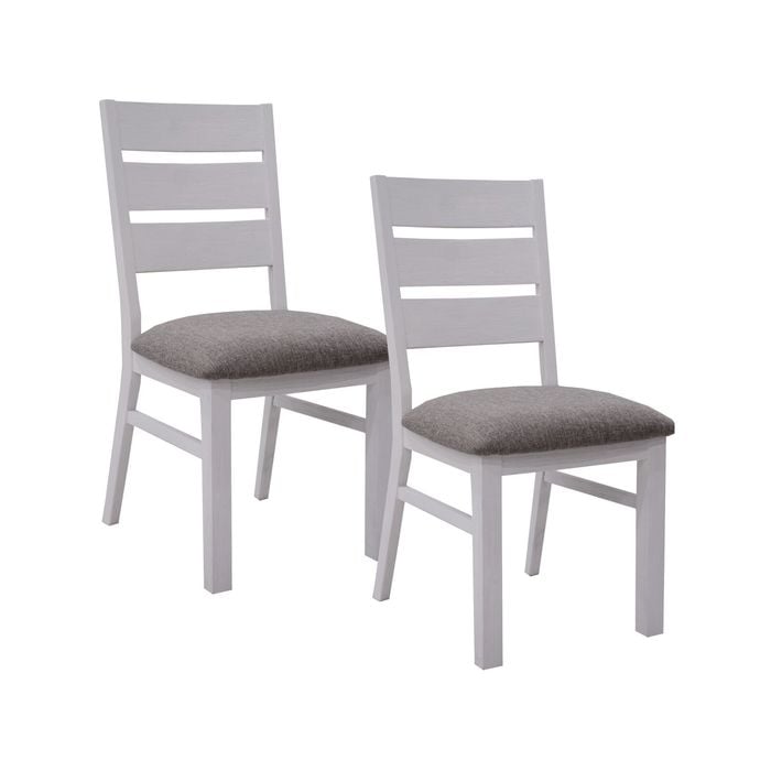Plumeria Dining Chair Set of 2 Solid Acacia Wood Dining Furniture - White Brush