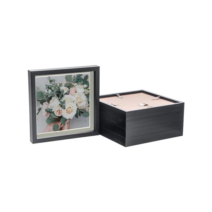 Nicola Spring 10" x 10" Black 3D Box Photo Frames - 8" x 8" Mount - Pack of 5