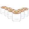 Argon Tableware Glass Storage Jars -wooden Lid - 550ml - Modern Round Scandi Organisation Container Glass Jar - Set Of 6