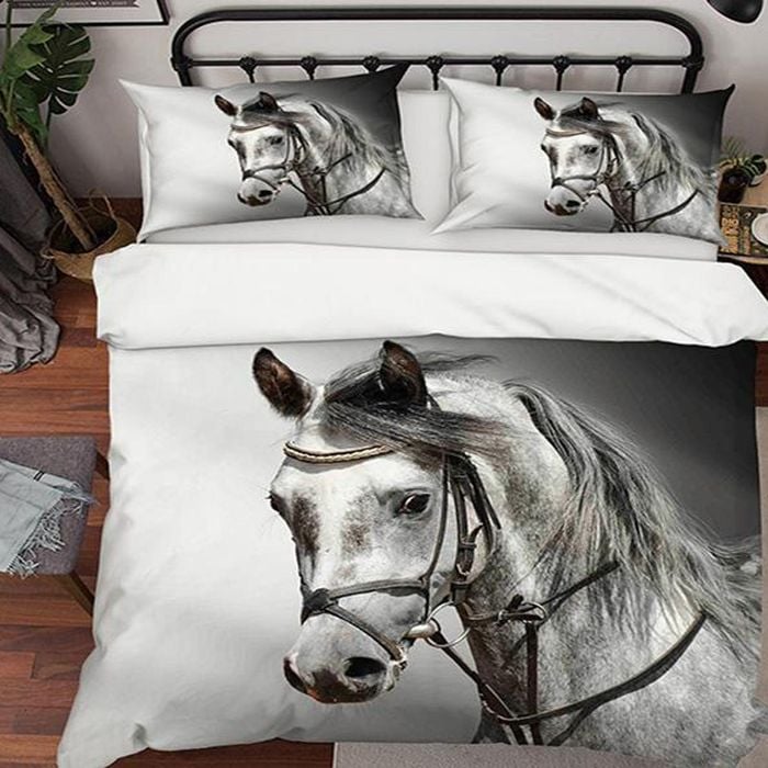 3D White Horse 191 Bedding Set Pillowcases Quilt Duvet Cover Set Queen King