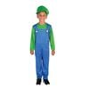 Rubies Size 7-8y Green Plumber Boy Jumpsuit Costume w/ Cap Kids Cosplay Party