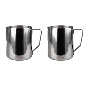 2PK Coffee Culture Stainless Steel 1L Milk Frothing Jug Container w/ Handle Slvr