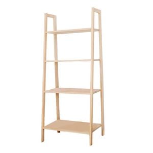 MIUZ Solid Wood Display Shelf 4 Tier Wooden Ladder Stand Storage Book Shelves