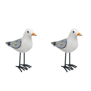 2PK Urban Wooden Drift Seagull Decorative Bird Ornament 11cm White