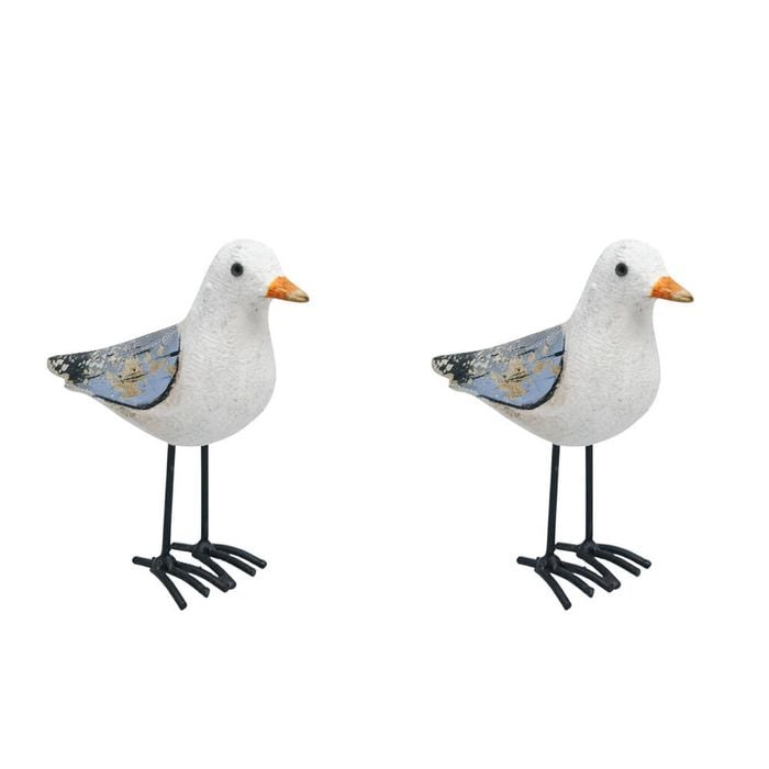 2PK Urban Wooden Drift Seagull Decorative Bird Ornament 11cm White