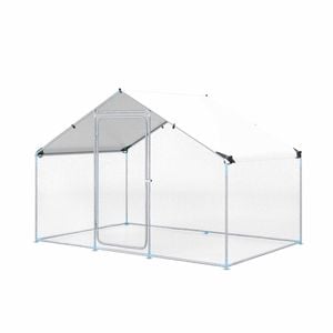 Costway Metal Chicken Coop 300x203x202cm Walk-in Cage Waterproof Lockable