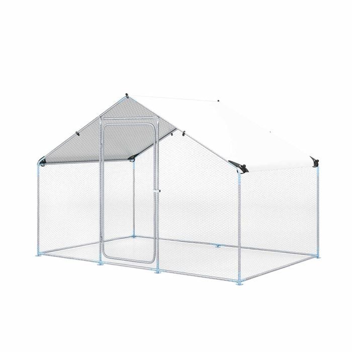 Costway Metal Chicken Coop 300x203x202CM Walk-in Cage Waterproof Lockable