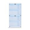Ufurniture 160cm Display Cabinet with LED Light and Glass Doors 4-Tier Hallway Shelves Cabinet Bookshelf Storage Organizer White