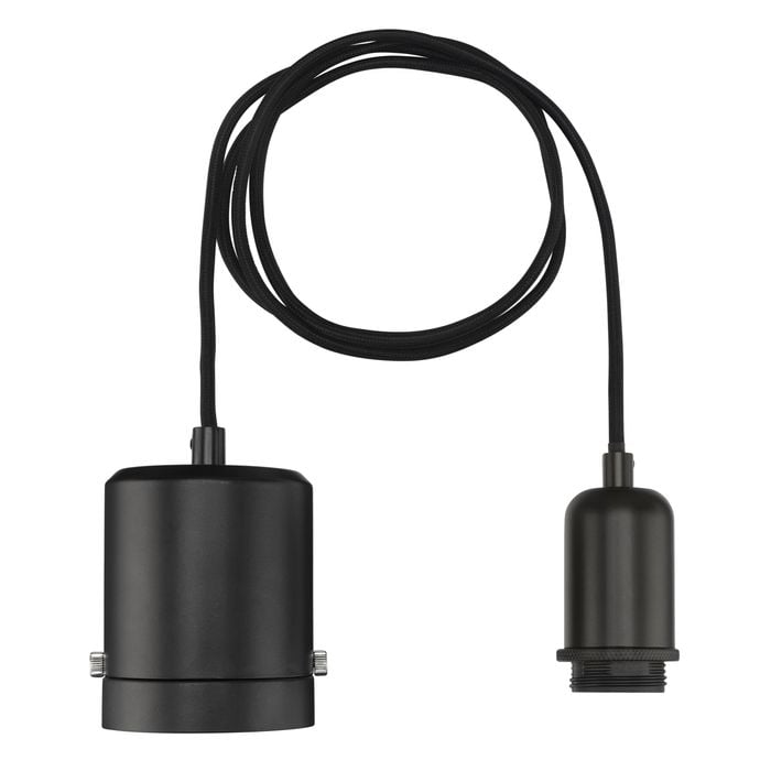 Brilliant Black Maggie Plug-In DIY Shade Holding Suspension Pendant