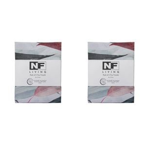 2x 2pc NF Home & Entertaining Essentials Leaves Tea Towel 25x18cm Multicoloured