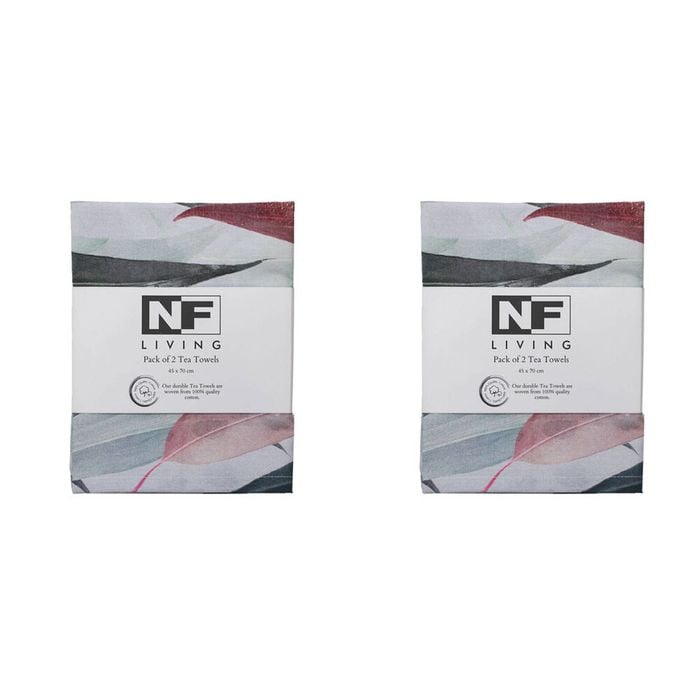 2x 2pc NF Home & Entertaining Essentials Leaves Tea Towel 25x18cm Multicoloured