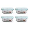 4PK Fresh Guard Microwavable Glass Airtight Food Storage Container 400ml