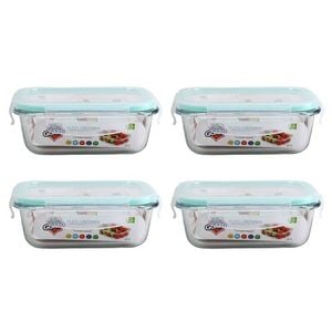 4PK Fresh Guard Microwavable Glass Airtight Food Storage Container 400ml