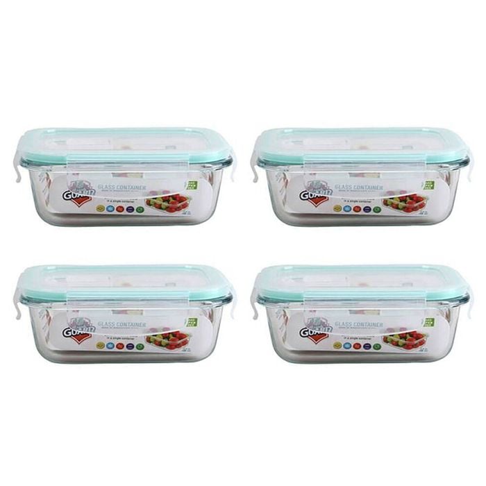 4PK Fresh Guard Microwavable Glass Airtight Food Storage Container 400ml