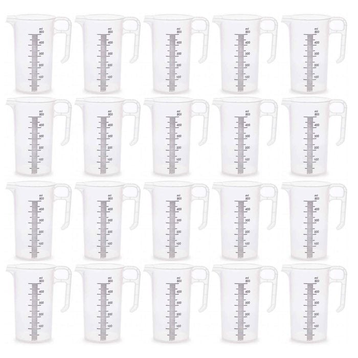20x 500ml Measuring Jug Strong Clear Plastic Propylene Bpa 5 Food Grade Pro-jug