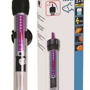 Aqua One 150 Watt 24.5cm Glass Aquarium Heater for Fish Tanks 150 Litres