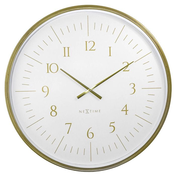 NeXtime Galaxy Large Wall Clock White 76.8x76.8x5.5cm Brushed Gold Case