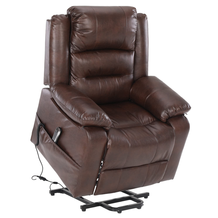 S*MAX Dual Motor Electric Power Lift Recliner Chair with Lay Flat Recline, USB Charging and Remote Control in Brown
