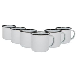 Argon Tableware 130ml Enamel Espresso Cups - Black - Set Of 6 Metal Drinking Mugs Teacup Coffee Mug Set Hot, Cold Drinks Cups