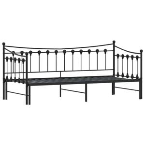 vidaXL Daybed with Trundle without Mattress Black 92x187 cm Single Metal