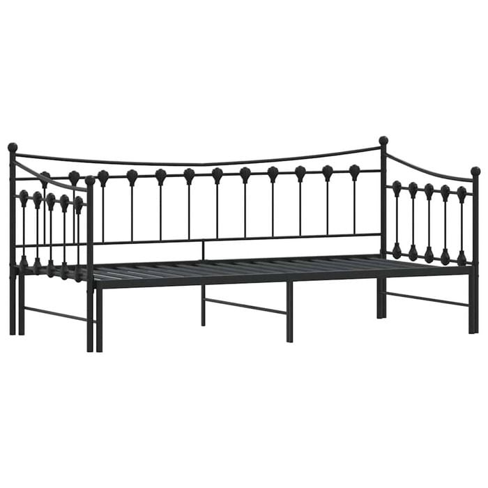vidaXL Daybed with Trundle without Mattress Black 92x187 cm Single Metal