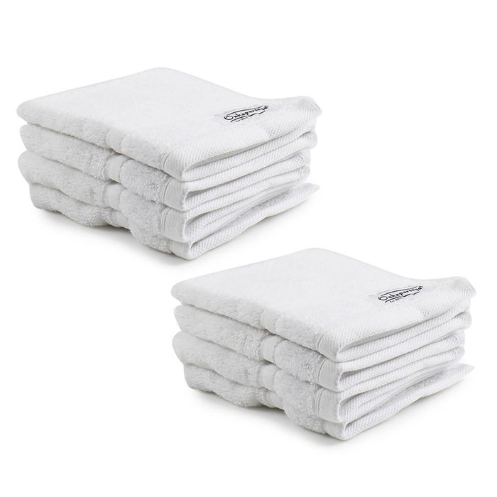 8pc Onkaparinga 30x30cm Cotton Flinders Bathroom Face Washers Set 600GSM White