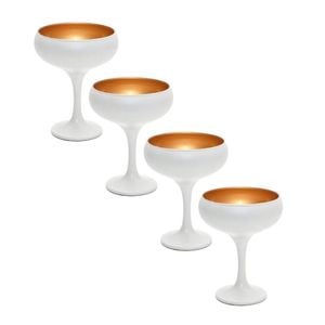 4pc Art Craft Luna Coupe Champagne/Martini Glass/Flute 270ml White/Gold
