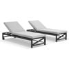 Kansas Outdoor Aluminium Sun Lounge Set On Wheels Charcoal & Textured Olefin Grey Cushions