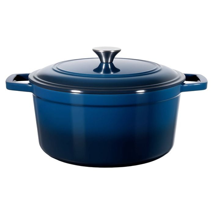 VEVOR Cast Iron Dutch Oven Blue with Skillet Lid 5.7L Proofing Basket for Cooking