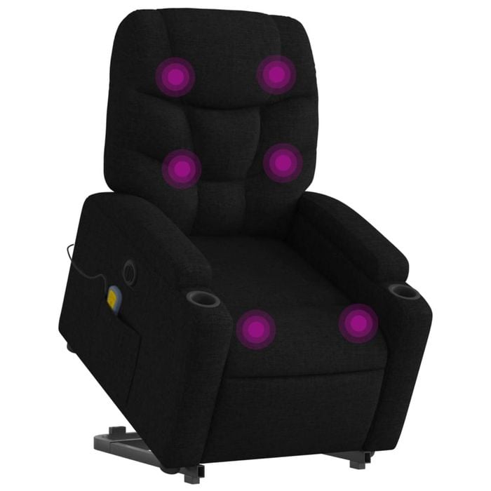 vidaXL Electric Stand up Massage Recliner Chair Office Armchair Black Fabric
