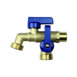 Brasshards Dual MI Hose Tap 15mm Rough Brass Lead Free