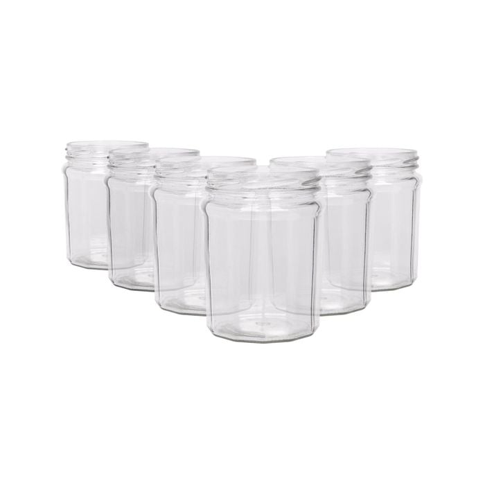 Argon Tableware 380ml Glass Jam Jars With No Lids - Set Of 6 Empty Screw Top Kitchen Storage Preserving Jar