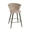 Fanfare velvet barstool with black powdercoated legs - Grey