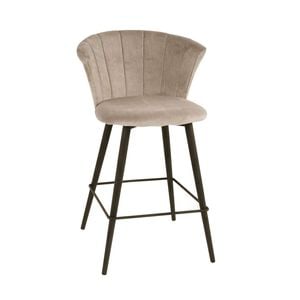 Fanfare velvet barstool with black powdercoated legs - Grey