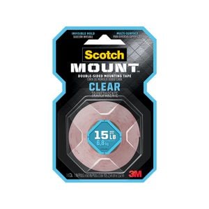 Scotch™ 2.54 x 152.4cm Clear Mount Double-Sided Mounting Tape - 2.54cm x 1.52m