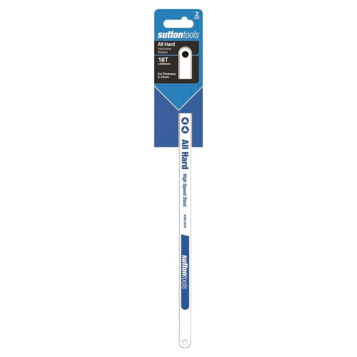Sutton Tools 300mm 18 TPI All Hard Hacksaw Blade - 2 Pack
