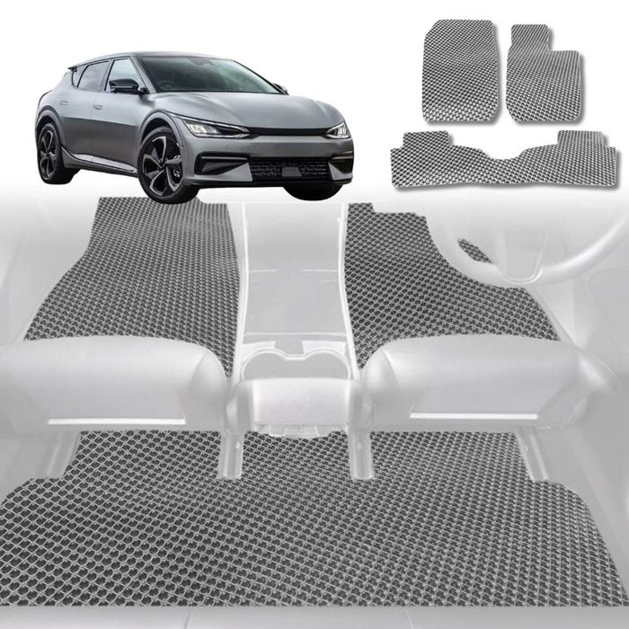 6D Diamond Car Floor Mats for Kia EV6 2022-Current-Full Set-Grey-Outback GT