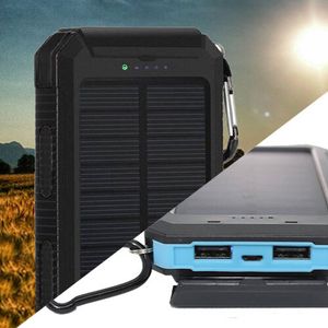 2x 10000mAh Solar Power Bank Dual USB Torch Light Compass